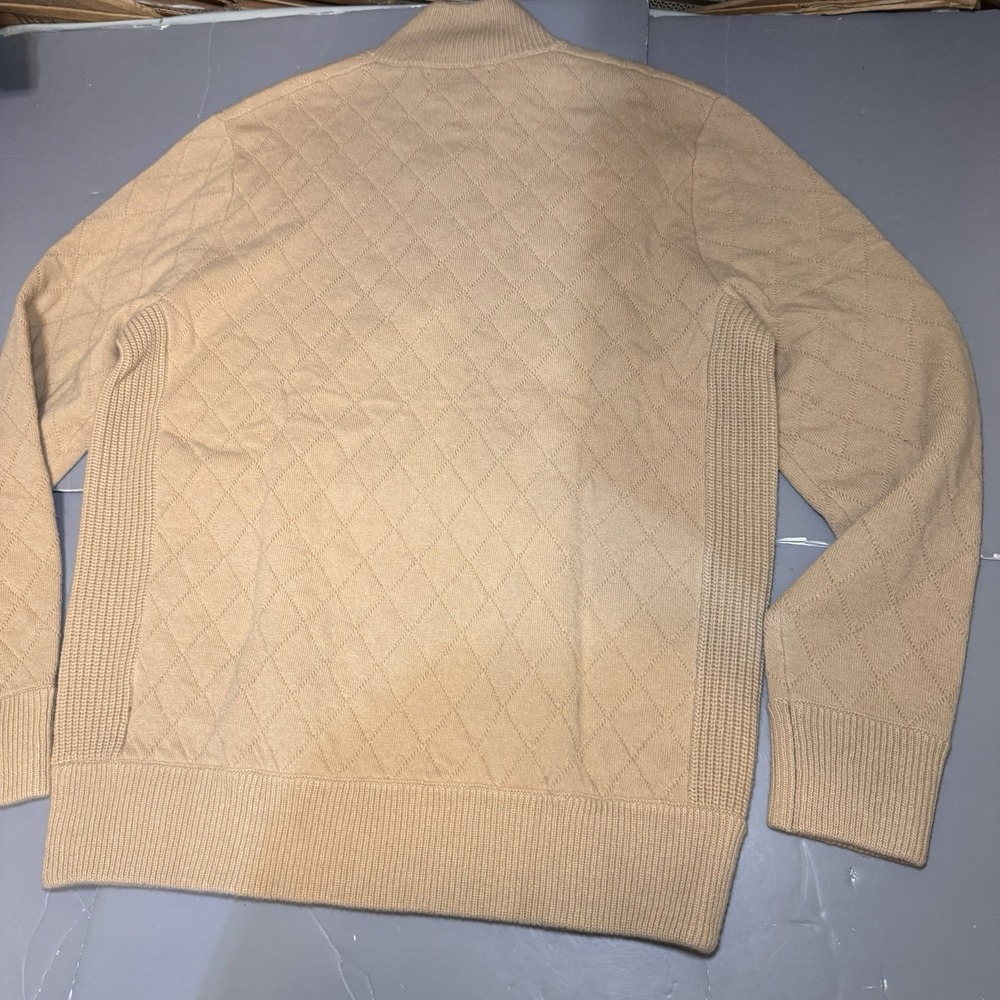 Brooks Brothers NWT Men L Heavyweight Merino Cashmere 1/4 Zip Italian Yarn Beige - Picture 10 of 10